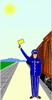 Gif animé chef de gare drapeau